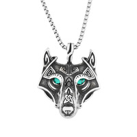 Punk Viking acier inoxydable Talisman collier pour hommes Vintage loup patte impression diamant papillon motif nordique bijoux chrétien