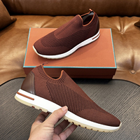 Chaussures de luxe décontractées pour hommes, noires, en maille, à enfiler, respirantes, avec semelle légère et amortissante, pour la marche confortable