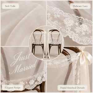 Decoraciones de Sillas para Bodas en Interiores y Exteriores, con Encaje Transparente Romántico y Lazo Largo de Cinta, Accesorios para Fotos - Product Image 5