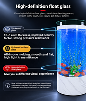 Akuarium tangki ikan berdiri lantai Semi melingkar Filter belakang filtrasi basah kering Ultra jelas kaca lengkung kustom pabrik