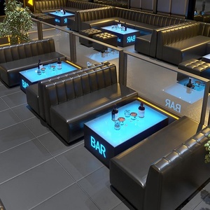 Kommerzielle Strip Bar Club Möbel Nachtclub Lounge Led Steht isch und Stuhl Set Schwarzes Leder Zigarren <span class=keywords><strong>sofa</strong></span> Stand für Restaurants - Product Image 1