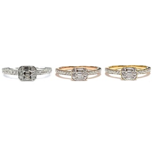 Vente en gros directe de Chine, bijoux fins, or blanc massif 18 carats, diamants baguette naturels, anneaux classiques de mariage en forme de cluster carré pour femmes - Product Image 4