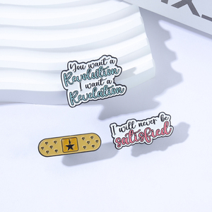 Broche en émail avec logo étoile Band-Aid, thème rétro théâtre musical 'Révélation Je ne serai <span class=keywords><strong>jamais</strong></span> satisfait', bijou pour revers, cadeau pour ami - Product Image 2