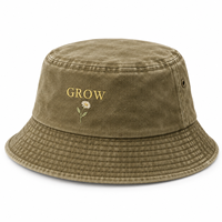 Topi Bucket Tanpa Struktur Bahan Katun Twill Dicuci, Logo Bordir Kustom, Efek Vintage Acid Wash, Langsung dari Produsen