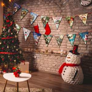 รูปแบบปาร์ตี้2024ตกแต่งคริสต์มาสสุขสันต์วันคริสต์มาสย้อนยุคธงสามเหลี่ยมแขวน - Product Image 4