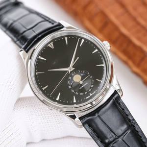 Urban Analog Mechanical Watch for Men Moon Phase Functional Layout Self Winding Mechanism Leather Band Metal Shell for Office - Product Image 1