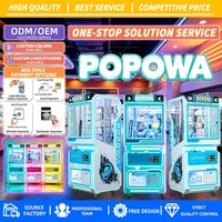 POPOWA English Pushing Mystery Blind Box Crane Machine avec accepteur de billets à monnayeur métallique et prix multicolores