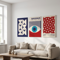 Paket Seni Dinding Cetak Geometris Art Deco Pola Vertikal Bingkai Aluminium Finishing Dapat Dicuci Poster Kanvas yang Dapat Disesuaikan