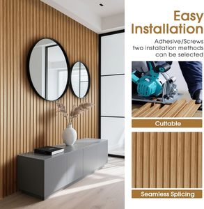 NUEVO Panel Decorativo <span class=keywords><strong>de</strong></span> Pared Interior Moderno <span class=keywords><strong>de</strong></span> WPC con Diseño Acanalado, Color Carbón <span class=keywords><strong>de</strong></span> Bambú, Instalación Rápida, Impermeable, Insonorizante, Gran Pared - Product Image 4