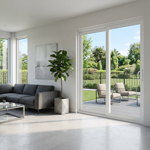 Puertas Corredizas de <span class=keywords><strong>Vinilo</strong></span> Personalizadas de Fábrica con Vidrio Aislante de Argón de Baja Emisividad Energy Star, Certificación AAMA NFRC, Paquete para Contratistas - Product Image 4