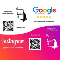 Plaque d'affichage en acrylique pour carte de membre avec RFID NFC Tap & Scan Code QR 13,56 MHz pour les réseaux sociaux Google Review
