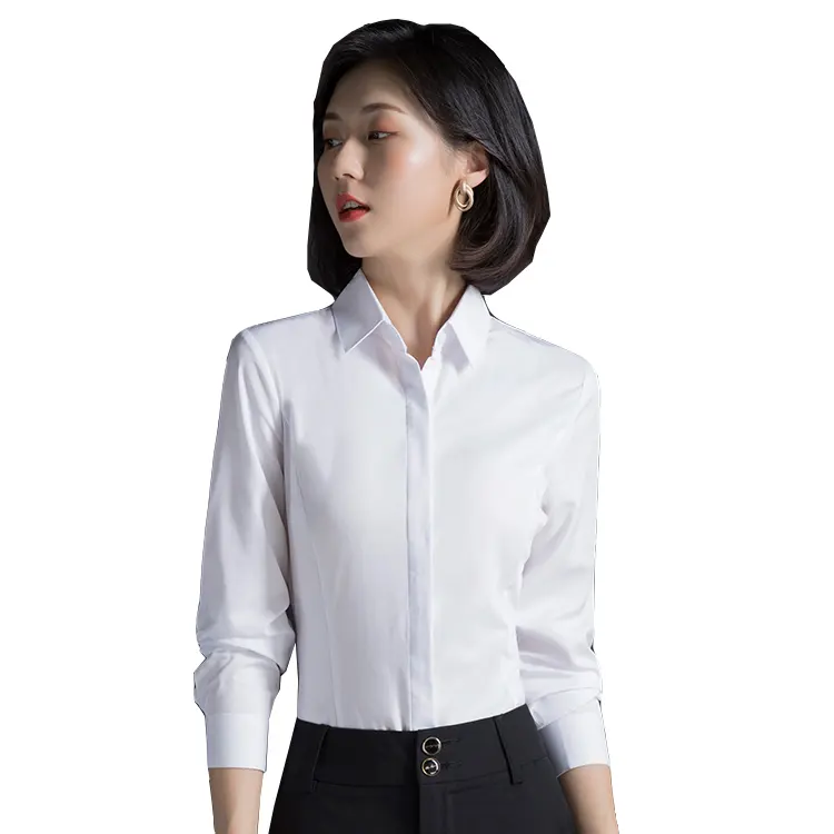 Personalized Long Sleeve Office Formal Tops Polyester Regular Fitted Casual Wear Smart Fit Business Shirts For Women