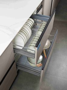 Bogen 3 sisi kawat baja tahan karat keranjang kabinet dapur tarik keluar keranjang logam laci penutup lembut geser - Product Image 3