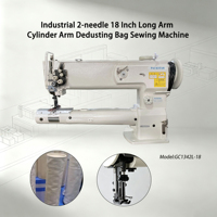 Machine à coudre industrielle à bras cylindrique long de 18 pouces, à 2 aiguilles, pour sacs de dépoussiérage