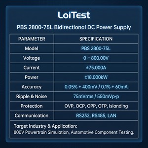 Fuente de Alimentación Bidireccional Regenerativa de Alta Potencia 3U 800V 75A 18kW, Programable, de Dos Cuadrantes, con Carga Electrónica - Product Image 2