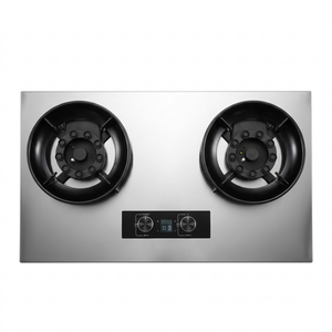 Cuisinière à <span class=keywords><strong>gaz</strong></span> double brûleur encastrable en acier inoxydable avec allumage électronique et protection anti-extinction, usage domestique, puissance 4200W - Product Image 1