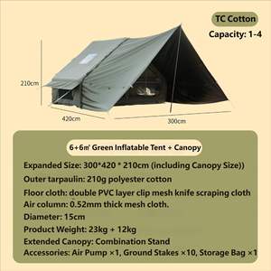 Outdoor Roof Camping <b>Inflatable</b> Tent 6+6 Square Light Luxury Four Seasons Universal Overnight <b>Large</b> Space Rainproof Warm Double - Product Image 4
