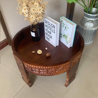 Table basse de rangement INNOVA personnalisable, style marocain moderne, faite à la main, durable, en bois massif blanc rustique, pour la maison