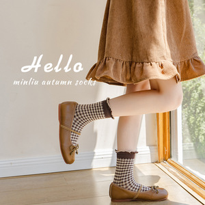 ถุงเท้ายาวปานกลางยาวปานกลางสำหรับผู้หญิง, ถุงเท้า WZ50ถุงเท้าเจ้าหญิงผูกโบว์ลูกไม้ญี่ปุ่นถุงเท้าเด็ก - Product Image 5