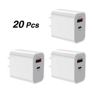 Paquete de 20 Cargadores de Pared Dobles USB+Tipo C, <span class=keywords><strong>Cargador</strong></span> Rápido USB C PD 20W QC 3.0, Adaptador de Corriente para <span class=keywords><strong>Apple</strong></span> iPhone, Carga Rápida - Product Image 1