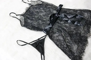 M0599 Camisón Sexy de Encaje Transparente para Mujer, Camisón Sexy con Aberturas, Talla Grande 5XL para Mujeres con Sobrepeso - Product Image 5