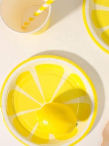 DAMAI Custom Yellow&<b>orange</b> Lemon <b>Paper</b> Plates Dinnerware Cutlery Tableware Set Children's Birthday Tableware - Product Image 5