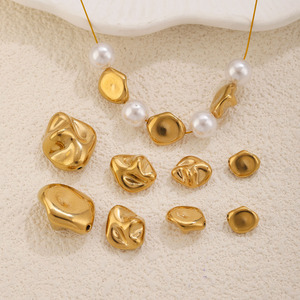 Irregular Stainless Steel <b>Spacer</b> Beads Gold Loose Beads for DIY Necklace Bracelet Earrings Jewelry Making Findings - Product Image 2
