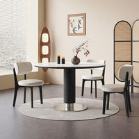 Table à manger ovale moderne de luxe, assemblée, écologique, durable, avec plateau en pierre frittée blanche, bois massif, personnalisable