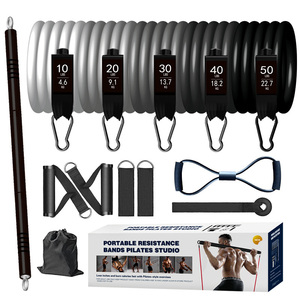 Resistance Bands Set Pilates Bar Kit với Resistance Bands phòng tập thể dục 3-phần Pilates Bar với Stackable ban nhạc xử lý cửa NEO - Product Image 1