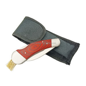 سكين جيب جديد فائق الجودة سكين جمع الفطر مع خشب وردي + شفرة SST مع فرشاة وكيس نايلون - Product Image 5