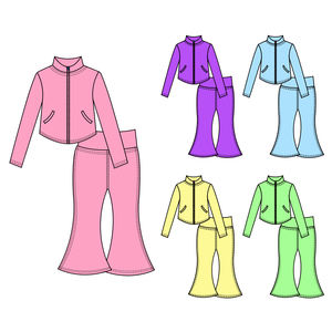 लड़कियों के योग सेट बच्चों को लंबे स्लीव जिप जैकेट हाई कमर लेगिंग पहनने योग्य फिटनेस पहनने वाली पोशाक थोक - Product Image 1