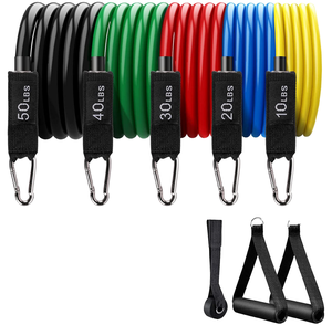 Venta al por mayor logotipo personalizado grueso Yoga elástico gimnasio Fitness ejercicio entrenamiento látex 123 deportes 1 Uds banda de resistencia conjunto 11 piezas entrenamiento - Product Image 1