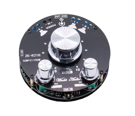 ZK-R21H ZK-R21E BT Power Amplifier Board, 2.1 Channel TPA3116 50W*2+100W Subwoofer Module with Cool Volume Indicator