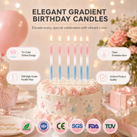 Bougies fines ombrées colorées, sans fumée, sans gouttes, pour gâteaux d'anniversaire, prêtes à la vente en détail