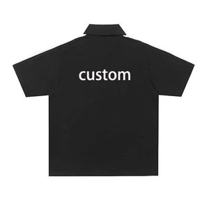 Polo Personalizable de Manga Corta con Bordado de Letras Resistentes y Rayas, Estilo Urbano, Holgado y Versátil para Hombre - Product Image 6