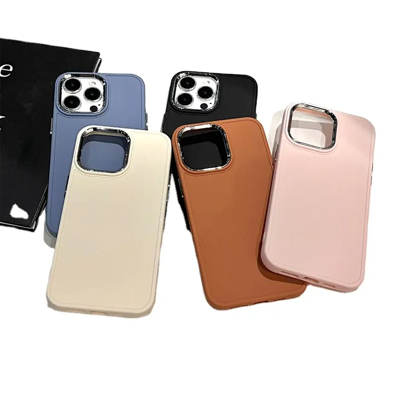 Chất Lượng Cao Silicone Điện Thoại 15 Pro Trường Hợp Đối Với Apple iPhone Kim Loại Máy Ảnh Khung Sang Trọng Mạ Điện Vỏ Điện Thoại Di Động