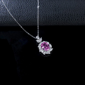 Collar de Plata de Ley 925 con Zafiro Padparadscha Cultivado en Laboratorio - Product Image 3