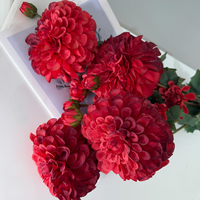 Susunan Bunga Dahlia Buatan Realistis Warna Merah Tua dari Sutra, Gaya Bohemian, Ringan, Tahan Air, Dekorasi Rumah, Pernikahan