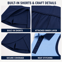 Ensemble de tennis personnalisé pour femme : Haut court polo sans manches à col contrastant et jupe-short enveloppante avec short intégré pour le sport