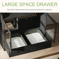 Meuble Condo pour Chat avec Portes en Verre, Tour Moderne Noire pour Chat avec Tiroirs et Perchoirs Latéraux, Armoire d'Escalade Intérieure pour Chat