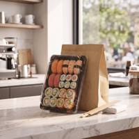 Boîte à sushi rectangulaire, contenant alimentaire en plastique jetable, assiette à sushi japonaise, contenants à sushi personnalisés à emporter