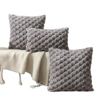 Jaune Beige Jacquard velours jeter taie d'oreiller doux en peluche solide taie d'oreiller pour le dos lombaire confortable housse de coussin sans Insert