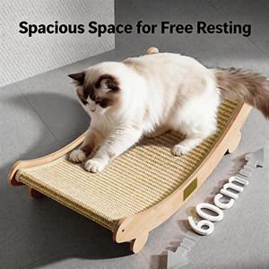 Lit grattoir pour <span class=keywords><strong>chat</strong></span> en sisal naturel pour chats de grande taille d'intérieur, hamac moderne en bois pour <span class=keywords><strong>chat</strong></span>, meuble durable pour <span class=keywords><strong>chat</strong></span> avec tapis à gratter - Product Image 2