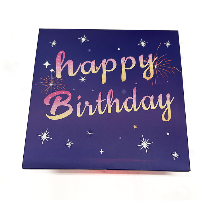 New Arrival Paper Crafts Square Blue 3D Pop up Birthday Cake with Flashing Firework Light Music ...