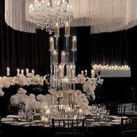 Candélabres modernes en verre transparent, grands centres de table de mariage, porte-bougies de haute qualité avec chargement USB pour décorations de mariage