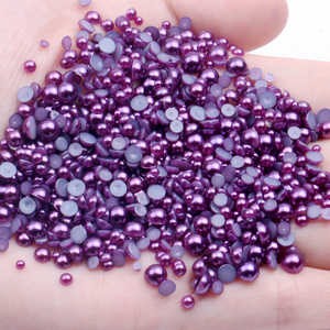 Meilleures ventes 5-12mm mélange tailles 1000 pièces beaucoup de couleurs colle résine demi Flatback perles strass pour vêtements robes bricolage décoration - Product Image 6