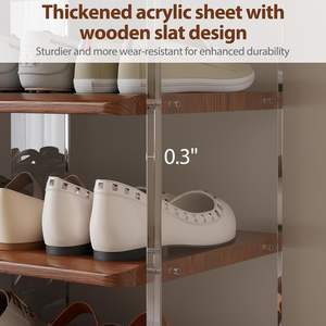 <span class=keywords><strong>Scarpiera</strong></span> Moderna Autoportante in Legno Stile Mid-Century, 4 Ripiani, Colore Noce, Capacità 50 Paia, Ideale <span class=keywords><strong>per</strong></span> Ingresso e Soggiorno in Spazi Piccoli - Product Image 4