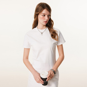 Verano estilo americano puro algodón corto 305G Casual deportes mujer camiseta - Product Image 2