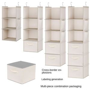 Multi-Layer Large Capacity Dustproof Cover Non-Woven Hanging Foldable Clothes Organizer Washable Room Storage American Style - Product Image 1