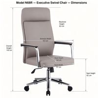 Chaise de bureau de direction moderne à dossier haut pivotante en cuir PU avec accoudoirs rembourrés fixes